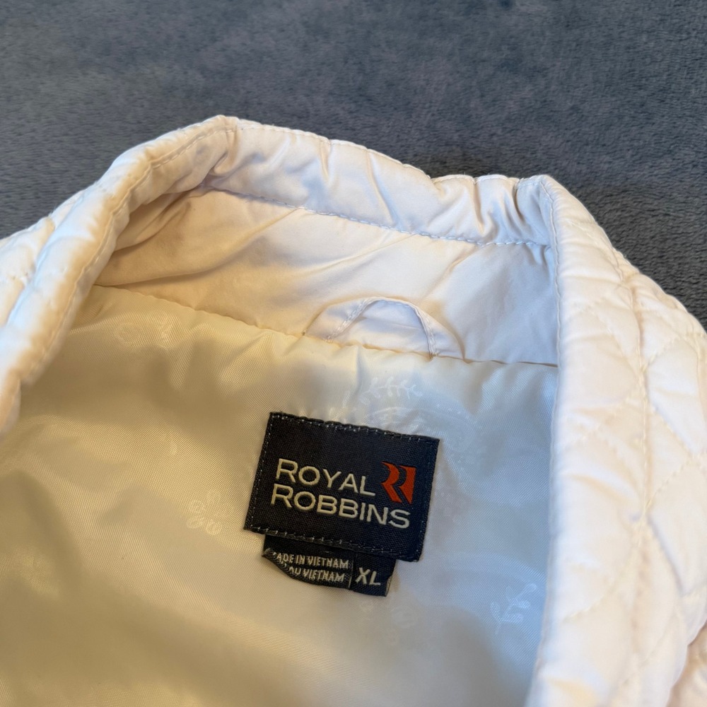 Royal Robbins Quilted Vest Womens Extra Large Cream Full Zip Pockets - Picture 2 of 9